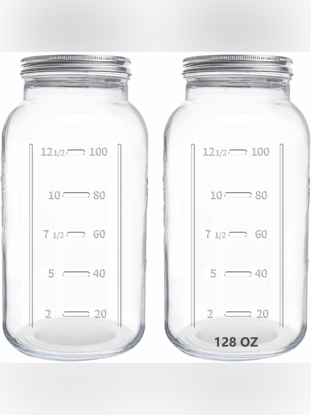 Clear Glass 128 oz Mason Storage Jars with Lids - Set of 2